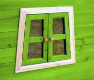 Holzspielhaus Spielturm H�NZEL-11 gr�n von SWISS OUTDOOR