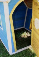 Holzspielhaus Gartenhaus Kinderspielhaus H�NZCHEN blau von SWISS OUTDOOR