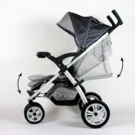 ST820 GRAU ULTRA DELUXE Kinderwagen Buggy von CROWN - Luxusausf�hrung